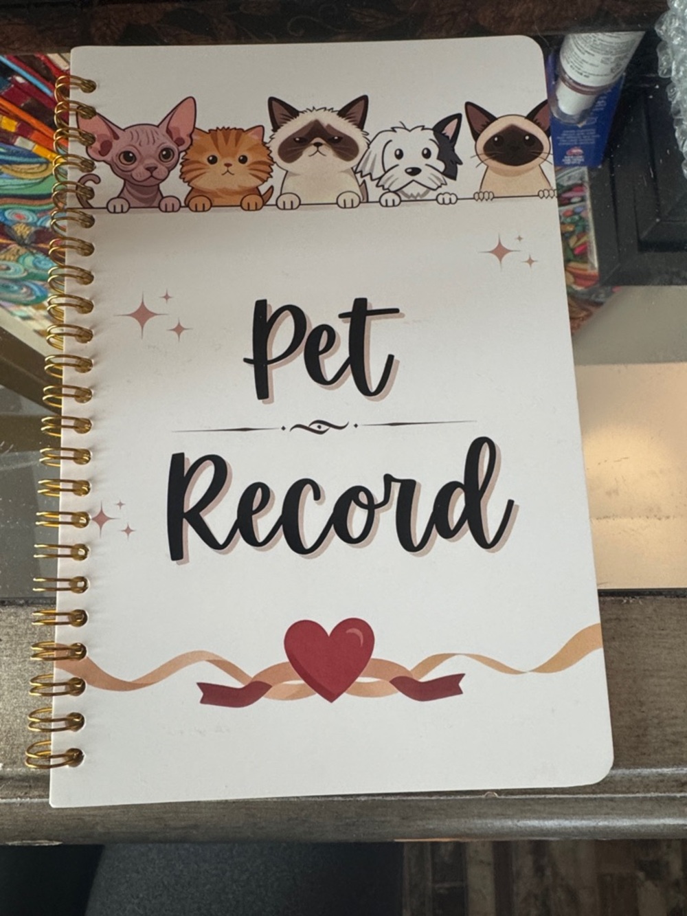 Pet Record Notebook - White with Red Accent -